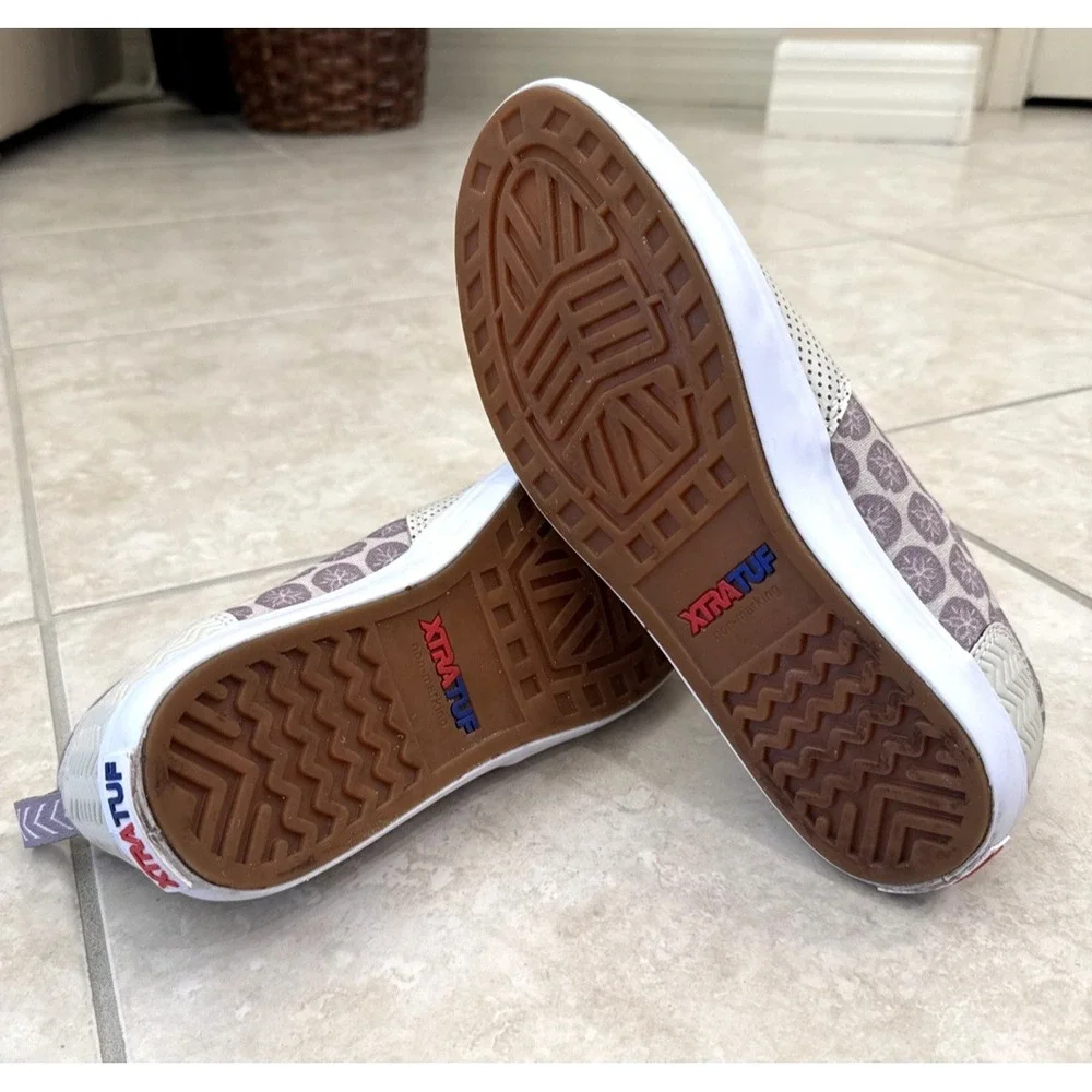Xtratuf  Salmon‎ Sisters Sharkbyte Shoe Beige Purple Sand Dollar Sz 11 Slip On